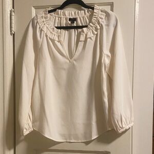JCREW Cream Ruffle Blouse